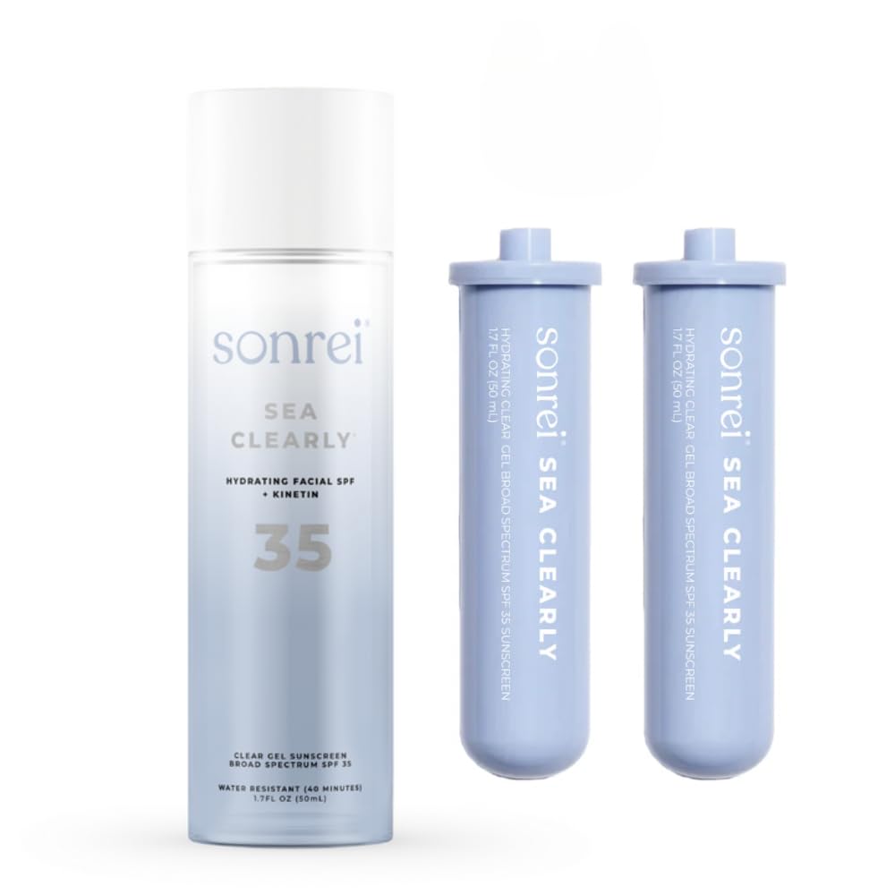 Sonrei Sea Clearly Hydrating Facial SPF 35 + Anti-aging Growth Factor Clear Sunscreen Gel & Primer | Broad Spectrum UV Protection | Water Resistant and Vegan | Non-greasy (1-Pack)