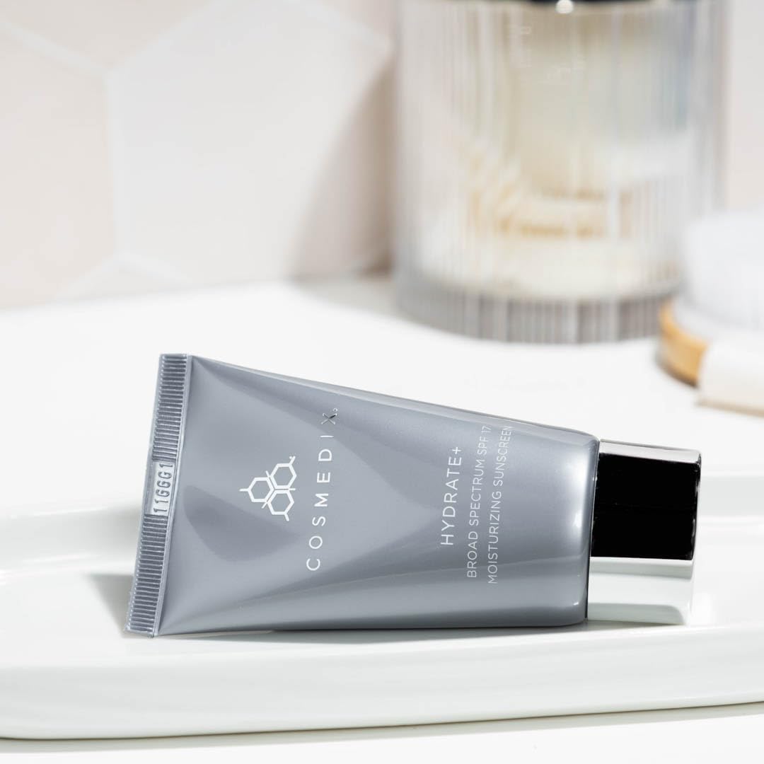 COSMEDIX Hydrate Plus Sunscreen with Broad Spectrum SPF 17 - Moisturizing Face & Body Sun Screen for Travel & Daily Skin Care - Sunblock for Skin Elasticity, Dewy & Radiant Glow, No White Cast